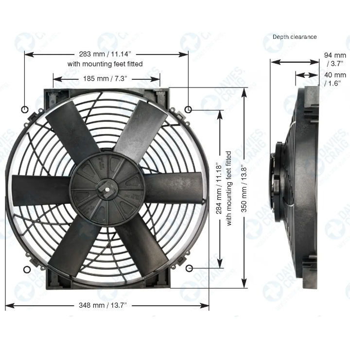 Wentylator Davies Craig Thermatic® 14" 356mm 12V | kutysilnik.pl