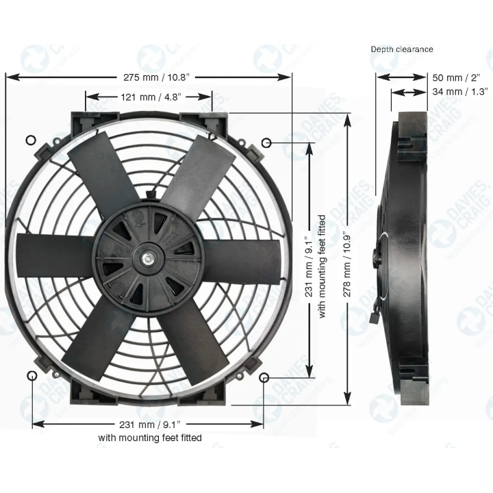 Wentylator Davies Craig Thermatic® 10" 254mm 12V | kutysilnik.pl