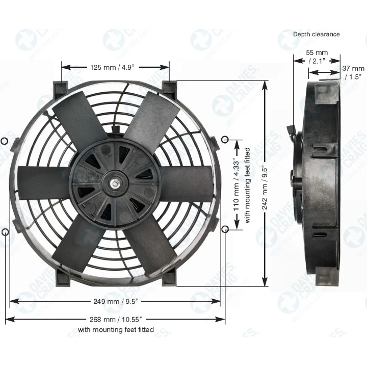 Wentylator Davies Craig Thermatic® 9" 229mm 12V | kutysilnik.pl