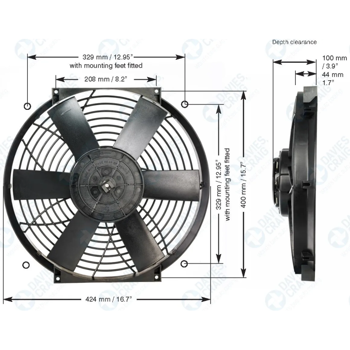 Wentylator Davies Craig Thermatic® 16" 406mm 12V | kutysilnik.pl
