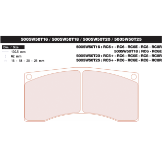 Klocki CL Brakes 5005W50T16 RC5 RC6 RC6E RC8 RC8R RC9 RC9R | kutysilnik.pl